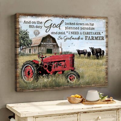 Vintage Farmhouse Wall Art Decor Personalized Family Farm Canvas