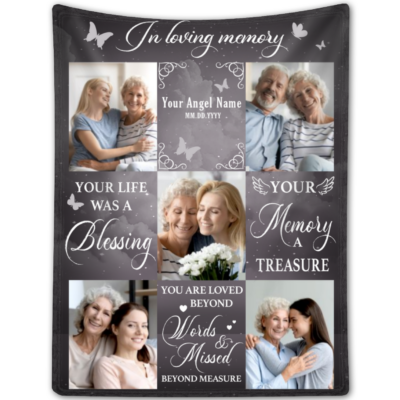 Personalized Photo Fleece Blanket In Loving Memory Of Loved One