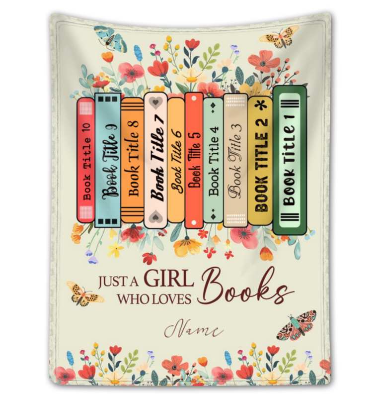 Personalized Floral Reading Fleece Blanket Library Gift For Book Lover