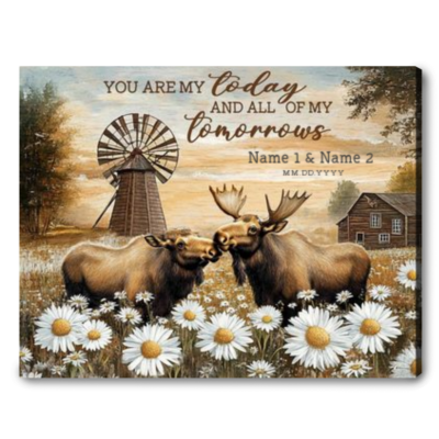 Farmhouse Moose Wall Art Personalized Couple Anniversary Decor Gift