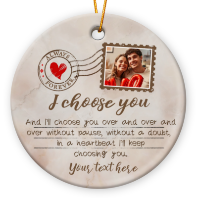 Valentines Day Gifts Custom Anniversary Couple Ceramic Ornament