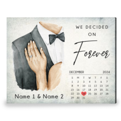 Personalized Wedding Gifts for Newlywed Couples Calendar Canvas Wall Art