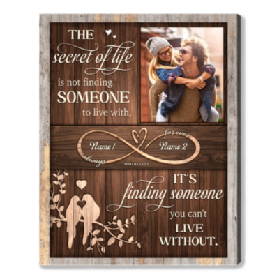 Sentimental Valentines Day Gift Idea Custom Couple Photo And Name Canvas Print