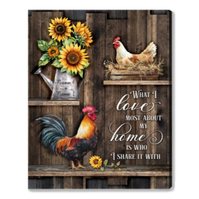 Country Farm Chicken Couple Anniversary Decor Gift Custom Canvas Print