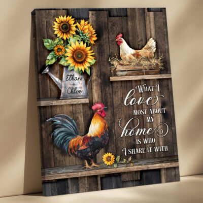 Country Farm Chicken Couple Anniversary Decor Gift Custom Canvas Print