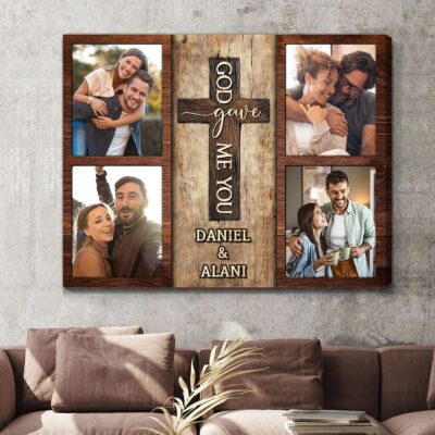 God Gave Me You - Custom Photo Rustic Wood Collage Personalized Gifts For Couple