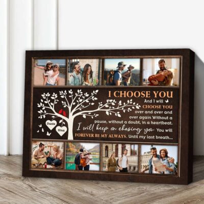 Tree Of Love Wall Decor Custom Multi-Photo Canvas Anniversary Gifts For Couple