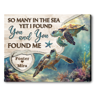 So Many In The Sea - Turtles in Love Personalized Canvas Gifts For Couple Wall Art Decor