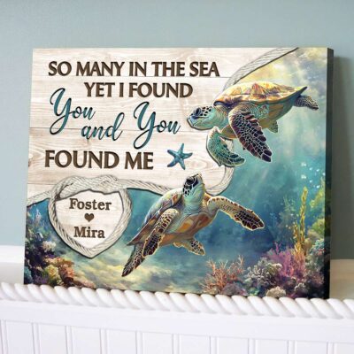 So Many In The Sea - Turtles In Love Personalized Canvas Gifts For Couple Wall Art Decor