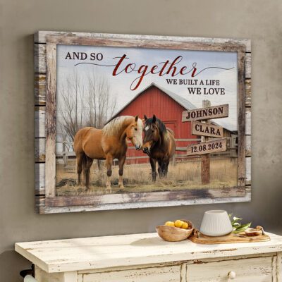 Together We Built A Life We Loved - Personalized Rustic Cross Design Canvas Wall Art