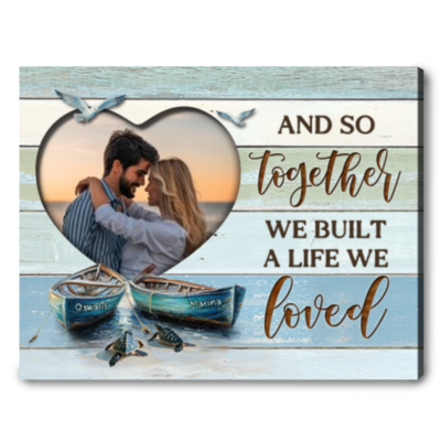 Personalized Coastal Couples Canvas - Custom Beach Wall Art