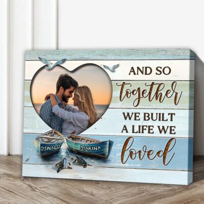 Personalized Coastal Couples Canvas - Custom Beach Wall Art