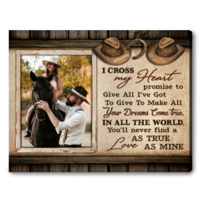 Personalized Cowboy Hat Canvas Gifts For Couple Love Horse Wall Art Decor