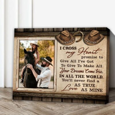 Personalized Cowboy Hat Canvas Gifts For Couple Love Horse Wall Art Decor