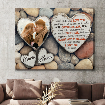 When I Tell You I Love You - Anniversary Gift Heart-Shaped Stone Canvas Print