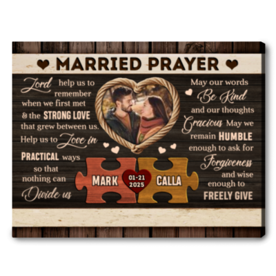 Custom Photo Rustic Married Prayer Canvas - Personalized Gifts For Couple