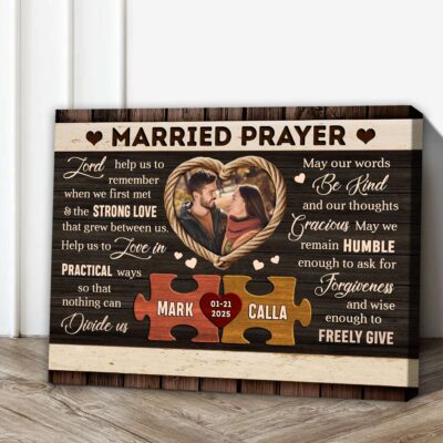 Custom Photo Rustic Married Prayer Canvas - Personalized Gifts For Couples