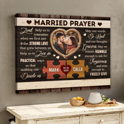 Custom Photo Rustic Married Prayer Canvas - Personalized Gifts For Couples