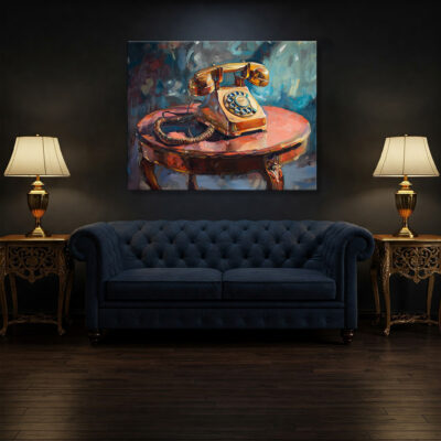 Vintage Retro Telephone Canvas Wall Art for Living Room Decor