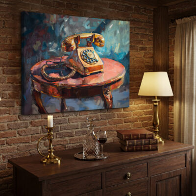 Vintage Retro Telephone Canvas Wall Art For Living Room Decor