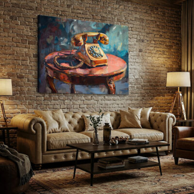 Vintage Retro Telephone Canvas Wall Art For Living Room Decor