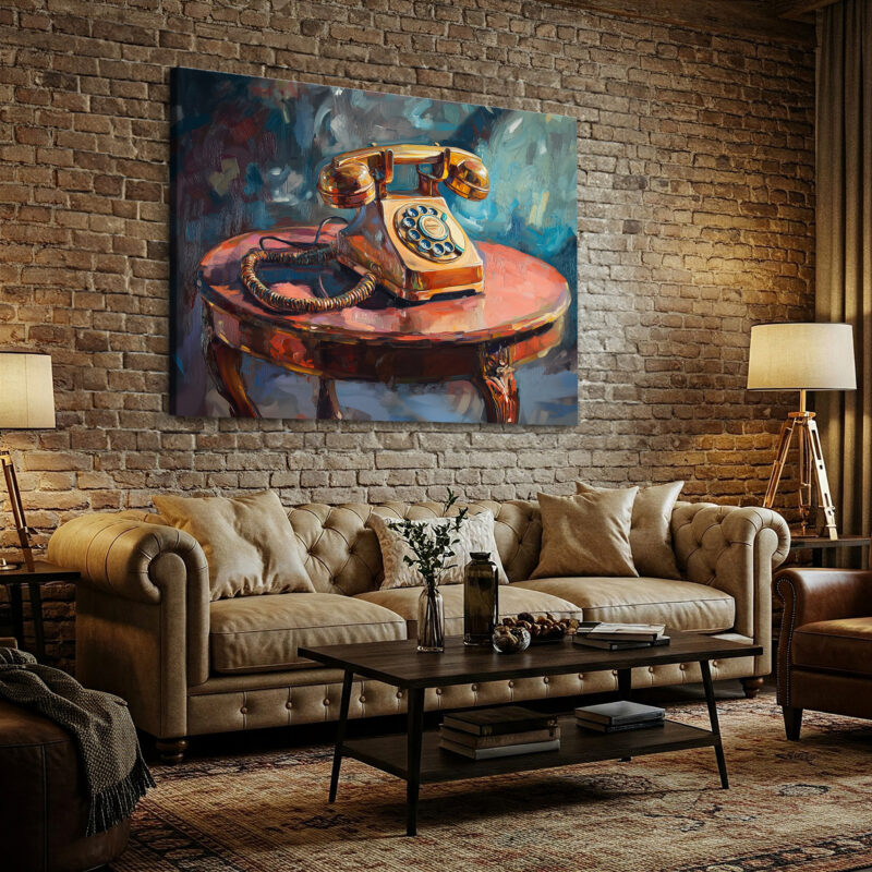 Vintage Retro Telephone Canvas Wall Art For Living Room Decor