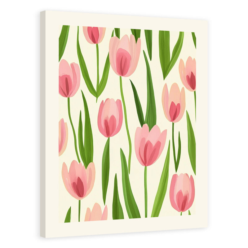 Blushing Tulip Meadow - Soft Pink Tulip Vintage Artwork