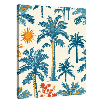 Oasis Canopy - Palm Tree Pattern Canvas Boho Wall Decor