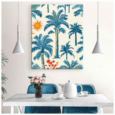 Oasis Canopy - Palm Tree Pattern Canvas Boho Wall Decor
