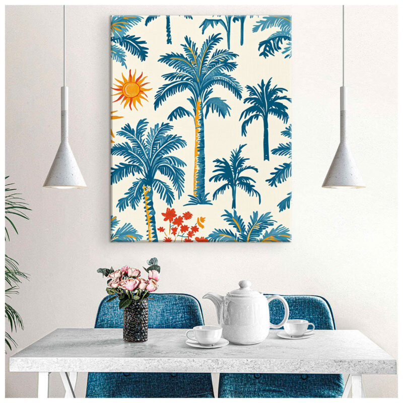 Oasis Canopy - Palm Tree Pattern Canvas Boho Wall Decor