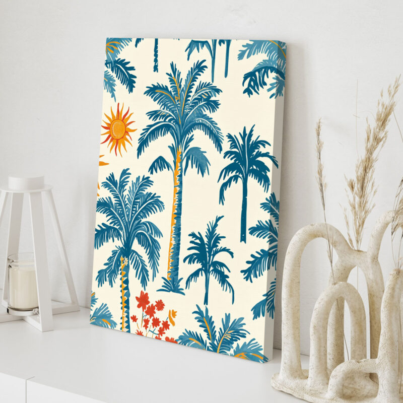 Oasis Canopy - Palm Tree Pattern Canvas Boho Wall Decor