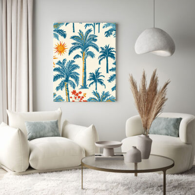 Oasis Canopy - Palm Tree Pattern Canvas Boho Wall Decor