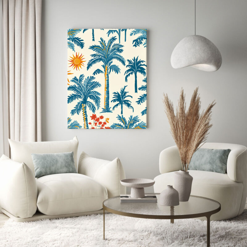 Oasis Canopy - Palm Tree Pattern Canvas Boho Wall Decor