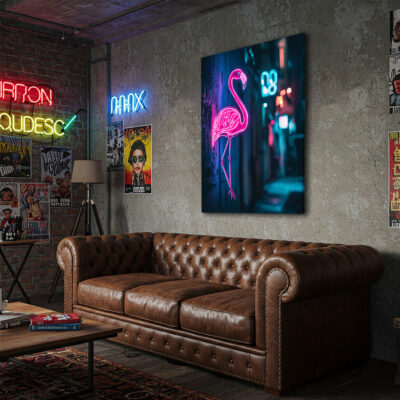 Glowing Neon Flamingo Sign Modern Wall Art