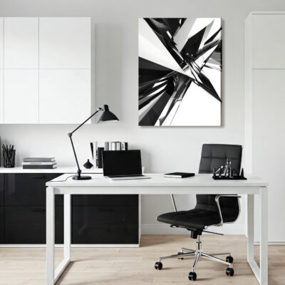 Black And White Geometric Abstract Canvas Wall Art