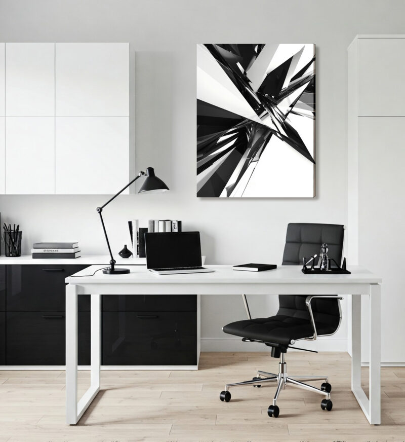 Black And White Geometric Abstract Canvas Wall Art