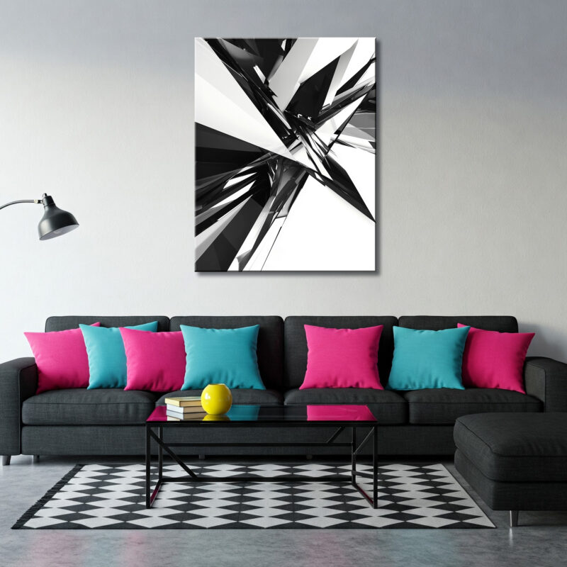 Black And White Geometric Abstract Canvas Wall Art