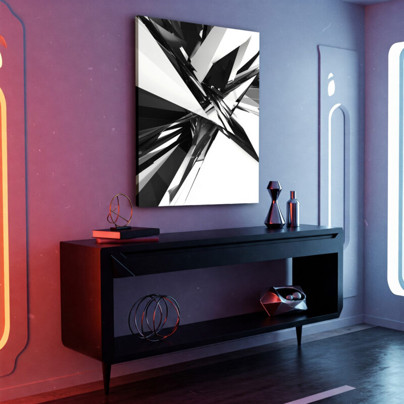 Black And White Geometric Abstract Canvas Wall Art