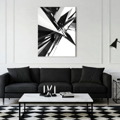 Black And White Geometric Abstract Canvas Wall Art
