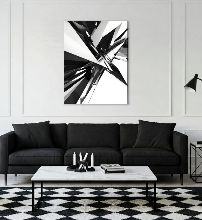 Black And White Geometric Abstract Canvas Wall Art