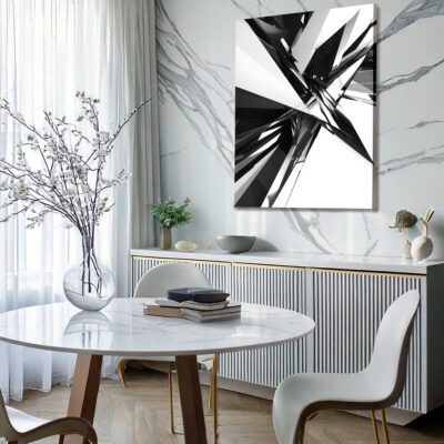 Black And White Geometric Abstract Canvas Wall Art