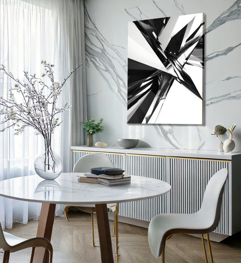 Black And White Geometric Abstract Canvas Wall Art