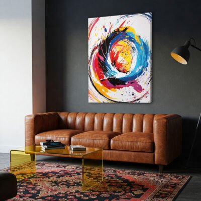 Colorful Swirling Vortex Abstract Canvas Wall Art