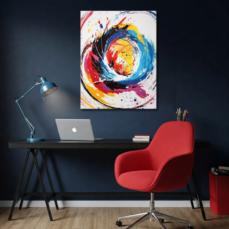 Colorful Swirling Vortex Abstract Canvas Wall Art