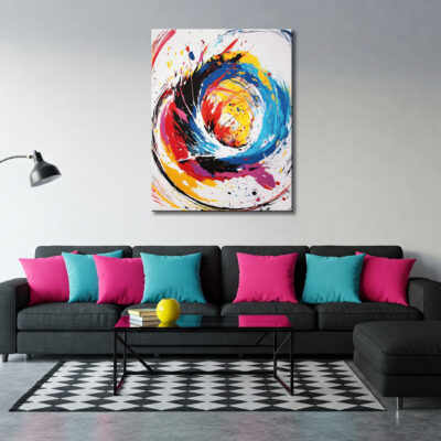 Colorful Swirling Vortex Abstract Canvas Wall Art