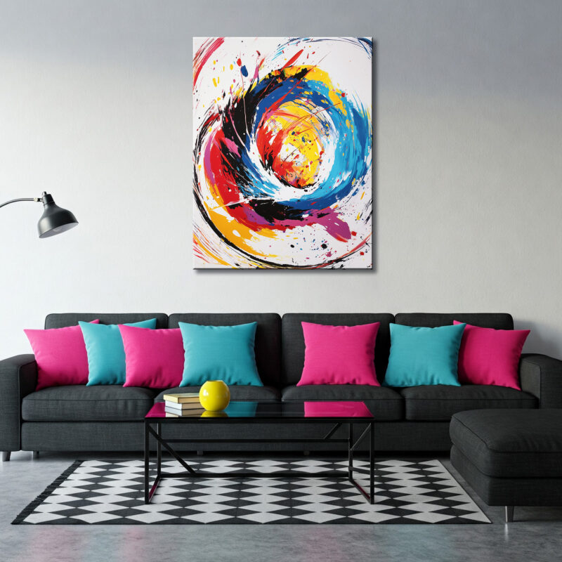 Colorful Swirling Vortex Abstract Canvas Wall Art