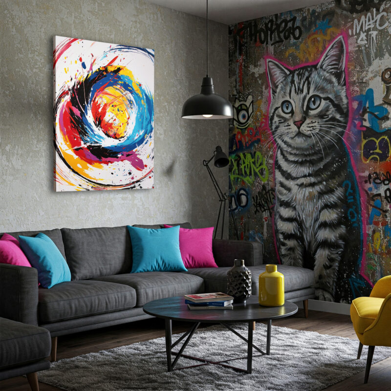 Colorful Swirling Vortex Abstract Canvas Wall Art