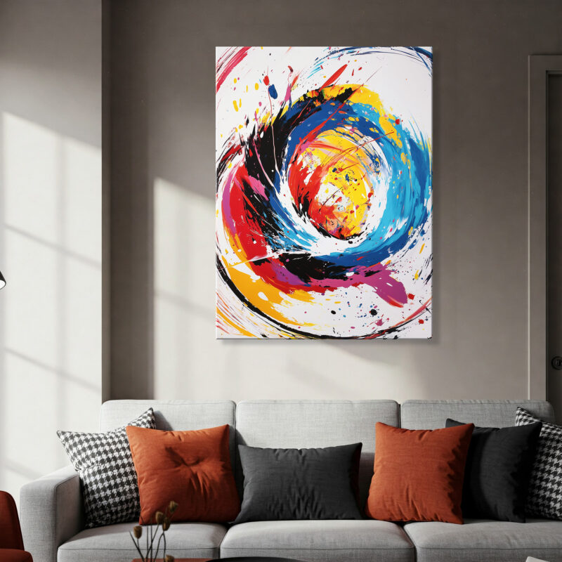 Colorful Swirling Vortex Abstract Canvas Wall Art