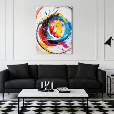 Colorful Swirling Vortex Abstract Canvas Wall Art