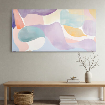 Layered Abstract Shapes And Lines Canvas Wall Art